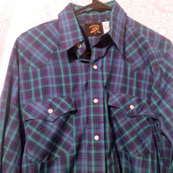 Vintage Saddle King Pearl Snap Plaid Shirt Size Medium * - Picture 2 of 4